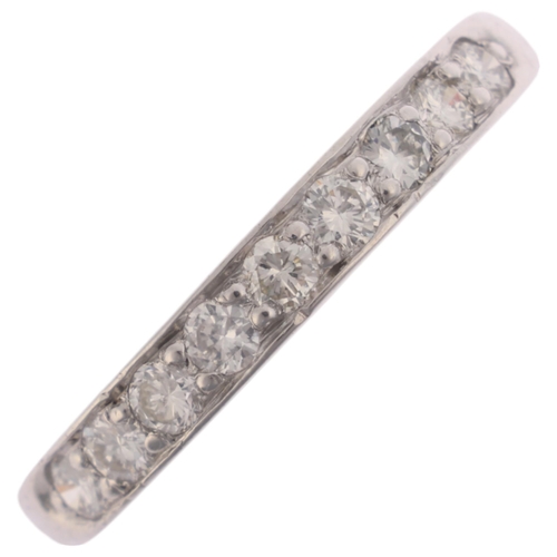 1214 - An 18ct white gold diamond half eternity ring, indistinct maker, London 1995, pave set with modern r... 