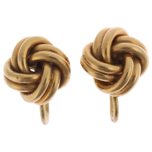 1232 - A pair of 14ct gold knot earrings, with screw-back fittings, 11.5mm, 3.8g