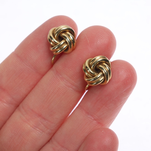 1232 - A pair of 14ct gold knot earrings, with screw-back fittings, 11.5mm, 3.8g