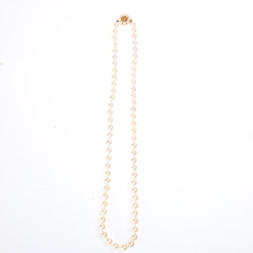 1260 - A single-strand cultured pearl bead necklace, maker NVW, Birmingham 1983, set with 6.2mm pearls, 9ct... 