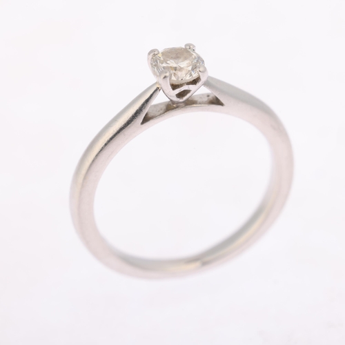 1266 - A platinum 0.25ct single stone diamond ring, maker B&M, claw set with modern round brilliant-cut dia... 