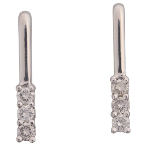 1267 - A pair of 18ct white gold diamond line stud earrings, set with modern round brilliant-cut diamonds, ... 