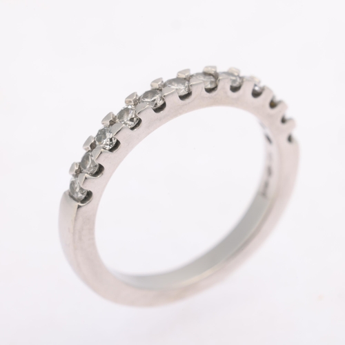 1330 - A platinum diamond half eternity ring, set with modern round brilliant-cut diamonds, total diamond c... 