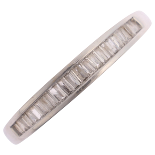 1336 - A 14ct white gold diamond half eternity ring, channel set with baguette-cut diamonds, total diamond ... 