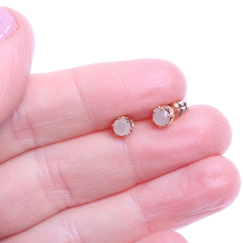 1342 - LIBERTY & CO - a pair of 14ct rose gold Oregon sunstone stud earrings, London 2015, 4.1mm, 1.2g