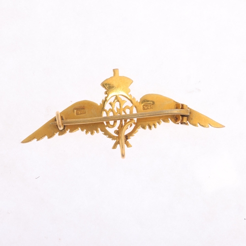 1361 - An Antique 9ct gold Royal Flying Corps (RFC) Regimental sweetheart wings brooch, 50.3mm, 3.2g