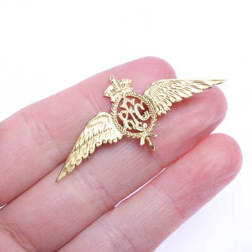 1361 - An Antique 9ct gold Royal Flying Corps (RFC) Regimental sweetheart wings brooch, 50.3mm, 3.2g