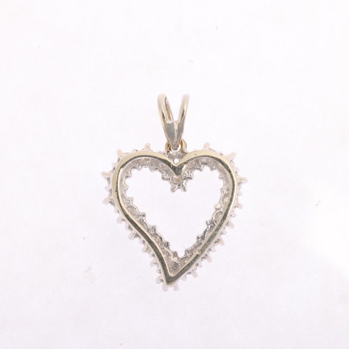 1366 - An 18ct white gold diamond heart pendant, set with modern round brilliant-cut diamonds, total diamon... 