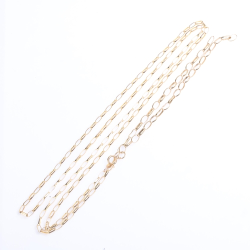 1373 - A 9ct gold belcher link chain necklace, 76cm, 7.6g (A/F)