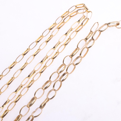 1373 - A 9ct gold belcher link chain necklace, 76cm, 7.6g (A/F)