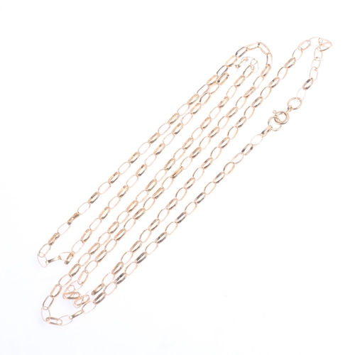 1377 - A 9ct rose gold belcher link chain necklace, 68cm, 4.2g