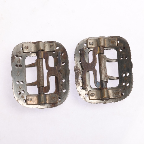 1417 - A pair of Antique Georgian cut-steel shoe buckles, 30.5cm x 25.3mm, 16g total