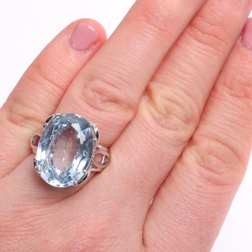 1419 - A silver blue synthetic spinel dress ring, setting height 18.2mm, size L, 5.9g