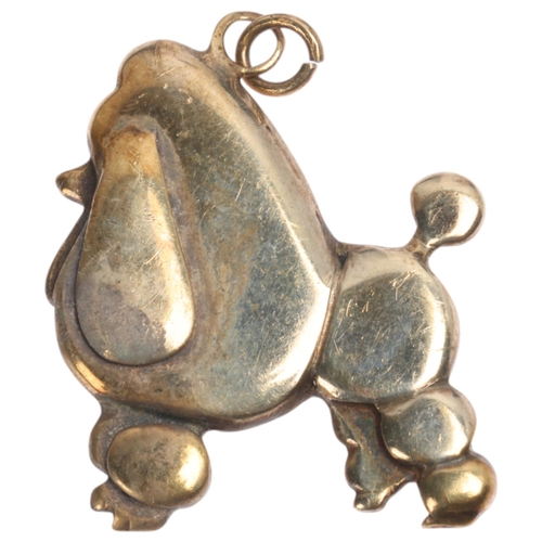 1424 - A silver-gilt Poodle dog pendant, maker AA, Sheffield 1982, 23.6mm, 7.4g