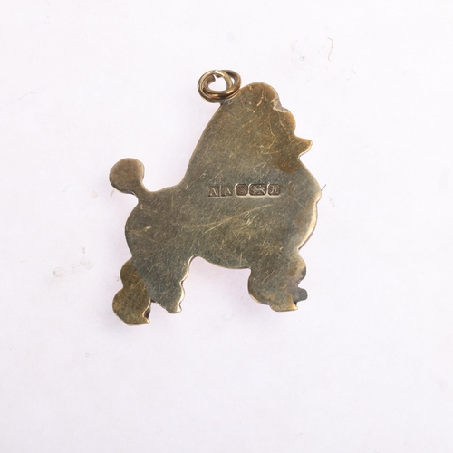 1424 - A silver-gilt Poodle dog pendant, maker AA, Sheffield 1982, 23.6mm, 7.4g