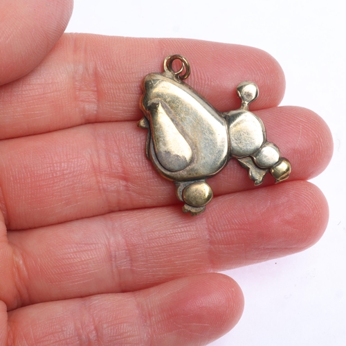 1424 - A silver-gilt Poodle dog pendant, maker AA, Sheffield 1982, 23.6mm, 7.4g