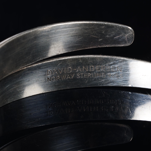 1456 - DAVID ANDERSEN - a Norwegian sterling silver Viking Revival torque bangle, setting height 21mm, inte... 