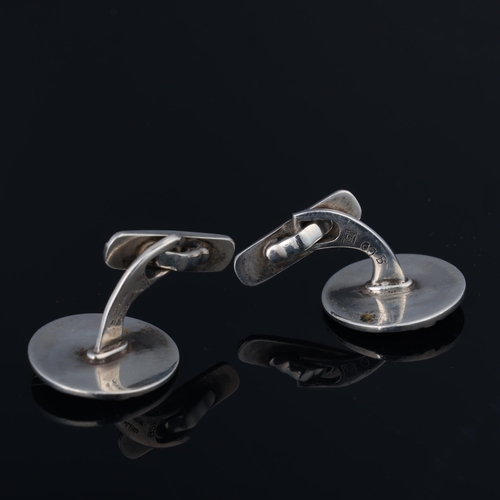 1472 - GEORG JENSEN - a pair of Danish modernist sterling silver geometric abstract cufflinks, designed by ... 