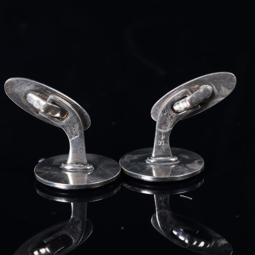 1473 - GEORG JENSEN - a pair of Danish modernist sterling silver cufflinks, model no. 54, 18.1mm, 14.1g