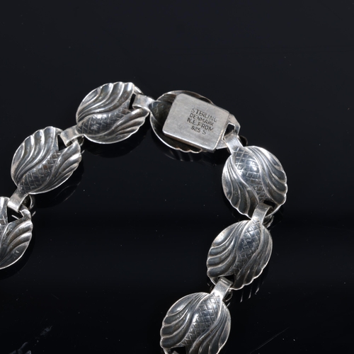 1475 - NIELS ERIK FROM - a Danish modernist sterling silver abstract panel necklace, 40cm, 21.4g