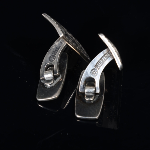 1476 - DAVID ANDERSEN - a pair of Norwegian sterling silver Celtic knot cufflinks, marked Oseberg Funnet, 2... 