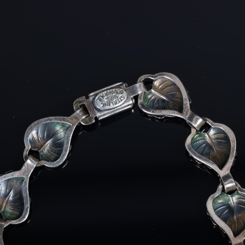 1477 - HERMANN SIERSBOL - a Danish modernist sterling silver leaf panel necklace, 40cm, 18.8g