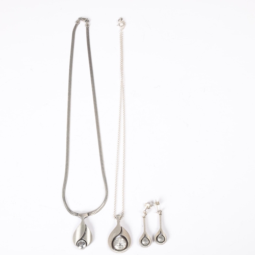 1506 - A group of Finnish modernist sterling silver rock crystal jewellery, in the style of Karl Laine, com... 