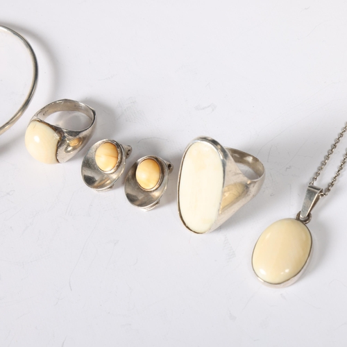 1507 - *WITHDRAWN* Various Danish sterling silver and marine ivory jewellery, makers include Niels Erik Fro... 