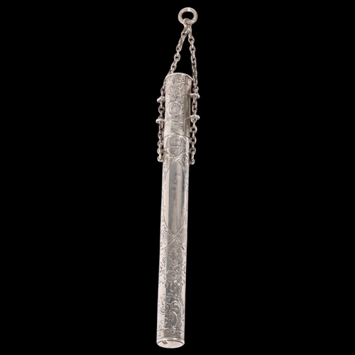 1562 - SAMPSON MORDAN & CO - an Edwardian silver thermometer case, London 1905, cylindrical form with allov... 