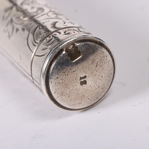 1562 - SAMPSON MORDAN & CO - an Edwardian silver thermometer case, London 1905, cylindrical form with allov... 