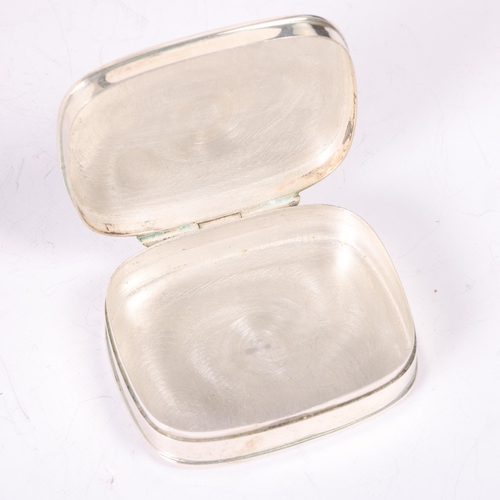 1569 - A modern sterling silver 'Masonic' pillbox, rounded rectangular form with engraved Masonic symbols, ... 