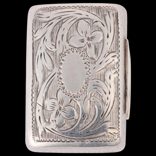 1572 - A William IV silver vinaigrette, Francis Clarke, Birmingham 1835, rectangular form with bright-cut e... 