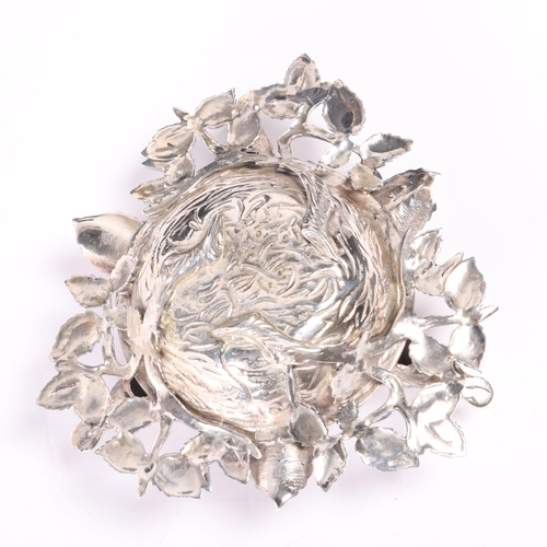 1590 - An Antique silver plated novelty bird nest ashtray, 11.5cm