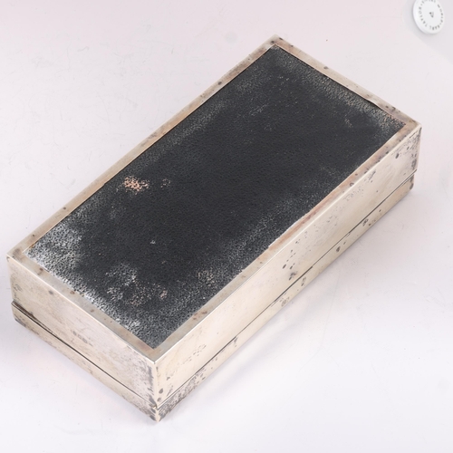 1593 - An Elizabeth II silver cigarette box, S J Rose & Son, London 1957, rectangular form, with engine tur... 