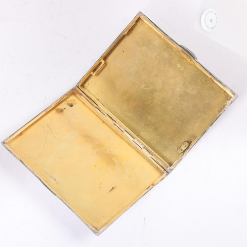 1594 - An Art Deco George VI silver cigarette case, W T Toghill & Co, Birmingham 1941, rectangular form, wi... 