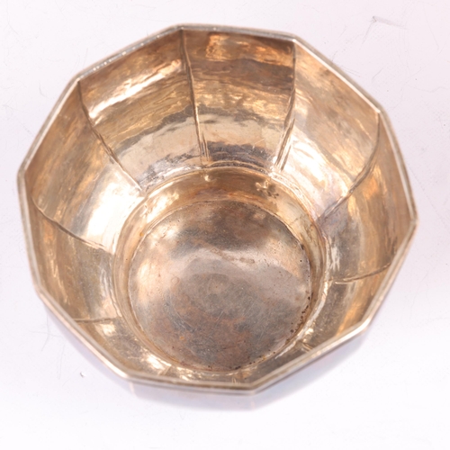 1595 - An Arts and Crafts George V silver bowl, Edward Spencer for Artificers Guild, London 1929, faceted f... 