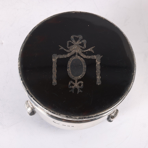 1597 - A George V silver and tortoiseshell pique inlaid dressing table jewellery ring box, maker C & A, Lon... 