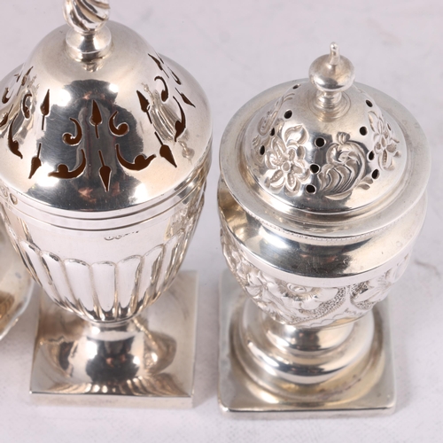 1645 - 4 Antique silver pepperettes, largest 8.5cm, 4.1oz total (4)