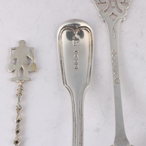 1647 - 3 Antique silver sifting spoons, including example by Christian John Reid & Co, Newcastle 1878, 3.1o... 