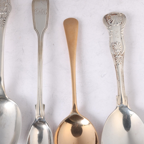 1648 - 5 silver spoons, including silver-gilt example, and egg spoon, 3.2oz total