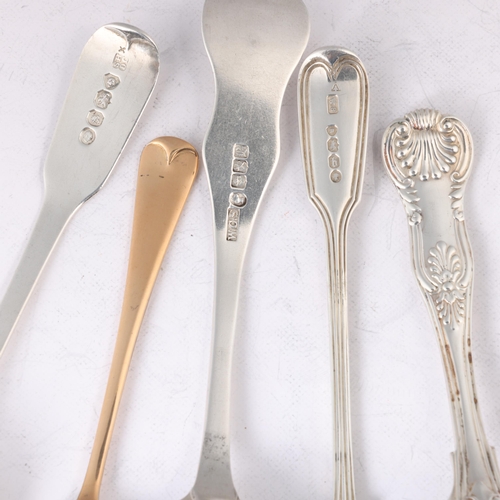 1648 - 5 silver spoons, including silver-gilt example, and egg spoon, 3.2oz total