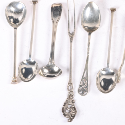 1651 - Various silver flatware, including matching Victorian eating set, seal top teaspoons, etc, 12.6oz we... 