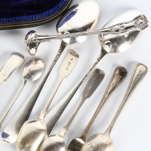 1661 - Various silver flatware, including pair of George III Old English pattern tablespoons, London 1774, ... 