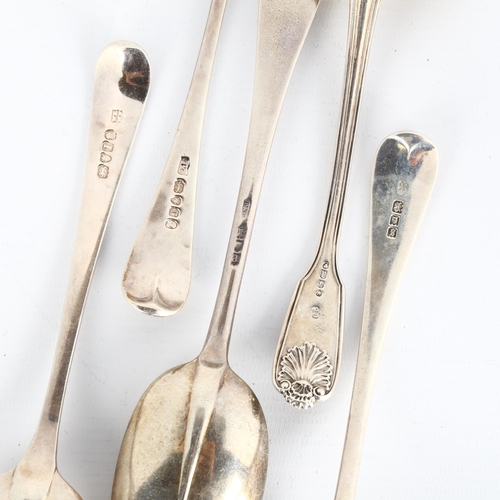 1662 - Various silver spoons, including pair of George III Old English pattern tablespoons, 22.5cm, 11.6oz ... 