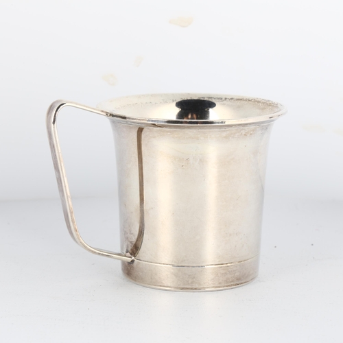 1674 - An Art Deco Danish silver mug, by Silver Co, cylindrical form, with flared rim and gild interior, 6.... 