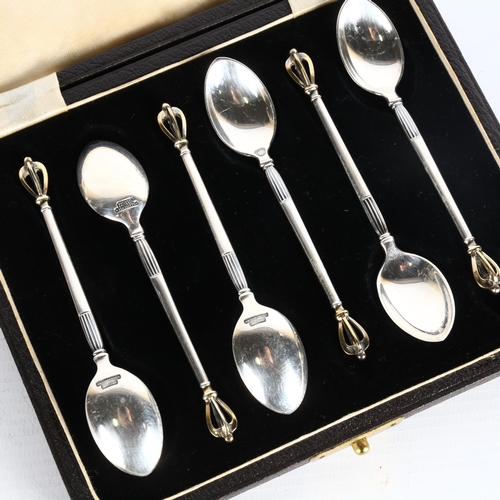 1717 - W&S SORENSEN - a set of 6 Danish sterling silver 'Crown' coffee spoons, 10.5cm, 2oz total