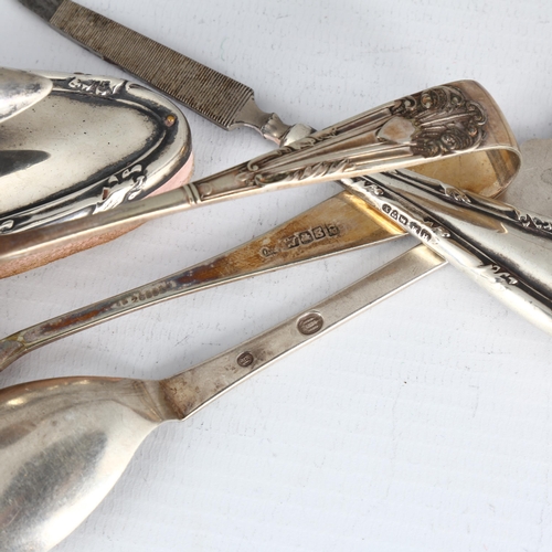 1724 - Various silver, including pair of sugar tongs, Danish spoon, setc