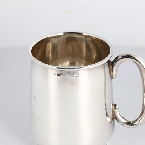 1743 - A George V silver christening mug, A J Bailey, Birmingham 1933, tapered cylindrical form, with C-sha... 