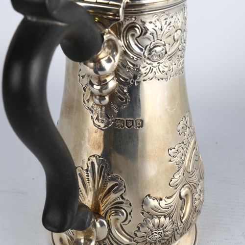 1757 - A late Victorian silver coffee pot, Henry Stratford, London 1897, tapered cylindrical form, with rel... 