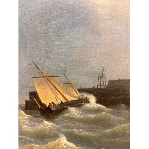 304 - Petrus Johannes Schotel (1808 - 1865), Dutch shipping off the coast, oil on canvas, signed, 64cm x 8... 